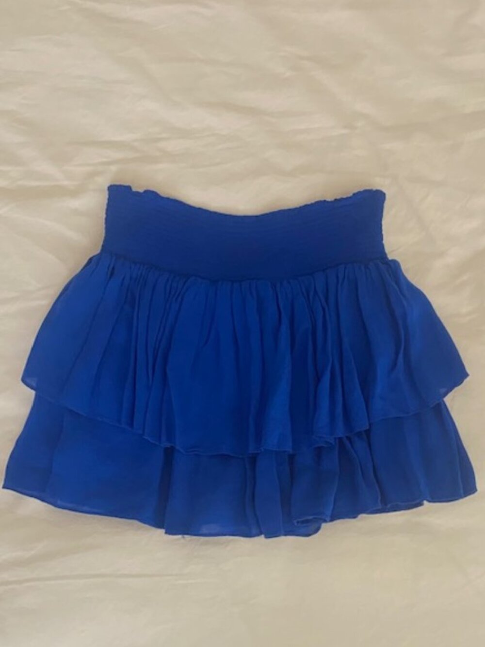 Ramy Brook Smocked Ruffled Blue Mini Skirt XS